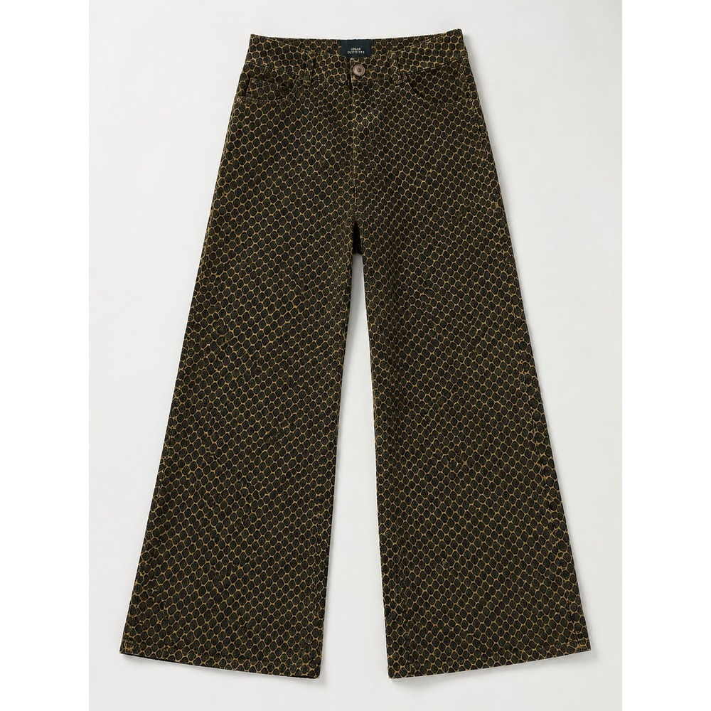 Urban Outfitters Women's Wide Leg Printed Pants Brown Black Size 4 Boho